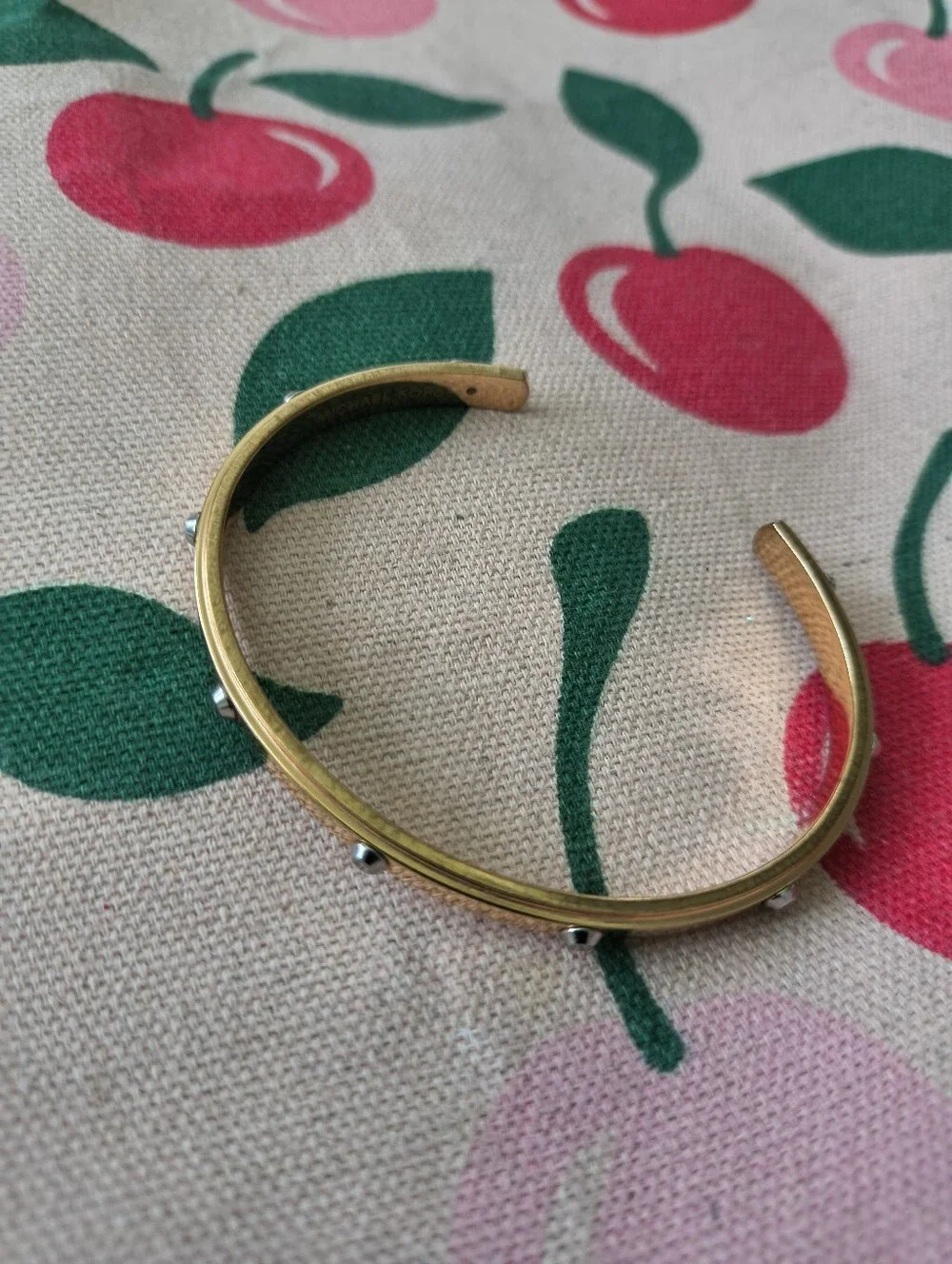 Michael Kors Heritage Astor Rose Gold Tone Silver Studded Cuff Bangle.
